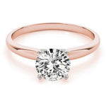 18K Solid Gold 1 CT Round Cut Natural Diamond Solitaire Engagement Ring - Side View