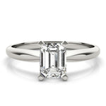 18K Solid Gold 1 CT Emerald-Cut Natural Diamond Solitaire Engagement Ring