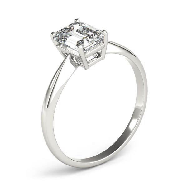18K Solid Gold 1 CT Emerald-Cut Natural Diamond Solitaire Engagement Ring - Side View | Riyanika Jewels