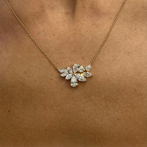 18K Solid Gold Pear & Marquise Lab Grown Diamond Cluster Pendant Necklace | Riyanika Jewels