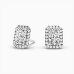 18k Solid Gold Nature Diamond Radiant Cut Halo Style Stud Earring For Women - View 6