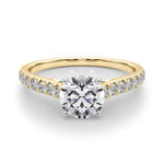 18K Solid Gold 1.33CT Round-Cut Natural Diamond Cathedral Engagement Ring - Alternate Angle