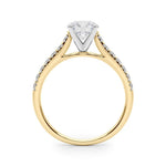 18K Solid Gold 1.33CT Round-Cut Natural Diamond Cathedral Engagement Ring - Side View