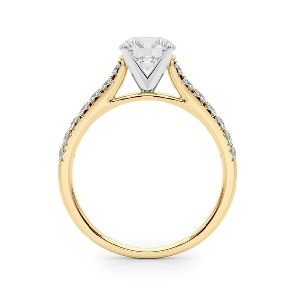 14K 1.5ct Natural Diamond Round Cut Cathedral Engagement Ring
