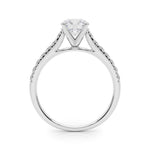 18K Solid Gold 1.33CT Round-Cut Natural Diamond Cathedral Engagement Ring - Detail | Riyanika Jewels