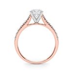 18K Solid Gold 1.33CT Round-Cut Natural Diamond Cathedral Engagement Ring - Close Up