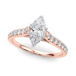 18K Solid Gold 1.33CT Marquise-Cut Lab Grown Diamond Cathedral Engagement Ring - View 6 | Riyanika Jewels