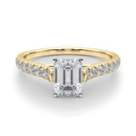 18K Solid Gold 1.33CT Emerald-Cut Natural Diamond Cathedral Engagement Ring - Side View