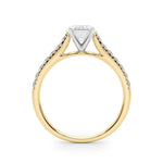 18K Solid Gold 1.33CT Emerald-Cut Natural Diamond Cathedral Engagement Ring - Detail