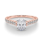 18K Solid Gold 1.33CT Oval-Cut Lab Grown Diamond Cathedral Engagement Ring - Detail | Riyanika Jewels