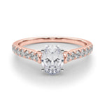 14K 1.33ct Lab Grown Diamond Oval Cut Cathedral Engagement Ring