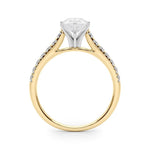 18K Solid Gold 1.33 CT Pear-Cut Natural Diamond Cathedral Engagement Ring - View 8 | Riyanika Jewels