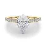18K Solid Gold 1.33 CT Pear-Cut Natural Diamond Cathedral Engagement Ring - View 6 | Riyanika Jewels