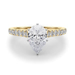 14K 1.33ct Lab Grown Diamond Pear Cut Cathedral Engagement Ring
