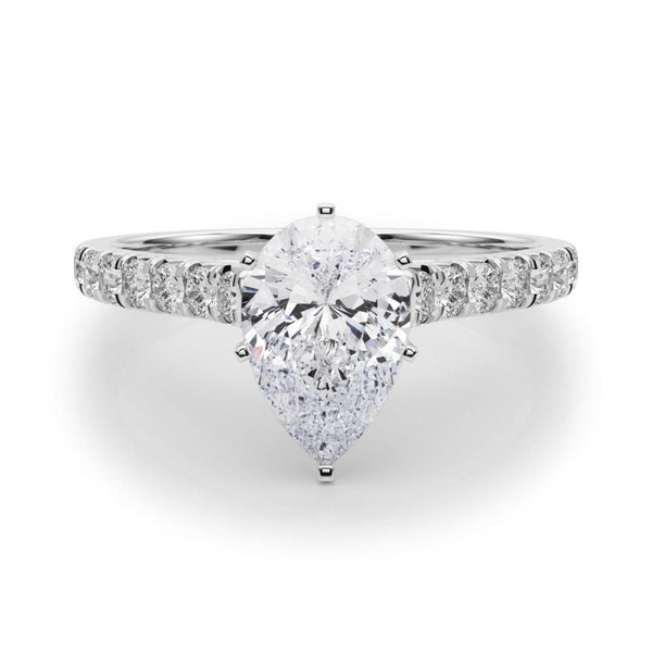 18K Solid Gold 1.33 CT Natural Diamond Cathedral Engagement Ring