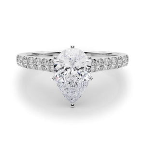 14K 1.5ct Natural Diamond Pear Cut Solitaire Engagement Ring