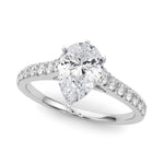 14K 1.33ct Lab Grown Diamond Pear Cut Cathedral Engagement Ring