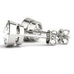 18K Solid Gold Lab Grown Diamond Bezel Set Round Stud Earrings - Alternate Angle | Riyanika Jewels