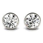 18K Solid Gold Natural Diamond Bezel Set Round Stud Earrings - View 7 | Riyanika Jewels