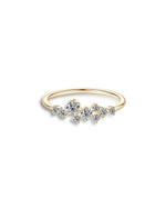 18K Solid Gold Diamond Cluster Ring | Stackable Wedding Band - Close Up | Riyanika Jewels