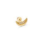 18K Solid Gold Natural Diamond Moon Stud Earring - Close Up | Riyanika Jewels