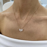 18K Solid Gold Round Marquise And Pear Lab Grown Diamond Cluster Pendant Necklace - Detail | Riyanika Jewels