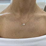 18K Solid Gold Emerald Diamond Prong Pendant Necklace - Alternate Angle | Riyanika Jewels