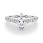 18K Solid Gold 1.33CT Marquise-Cut Natural Diamond Cathedral Engagement Ring