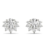 18K Solid Gold 0.70 Ct Natural Diamond Floral Cluster Stud Earrings