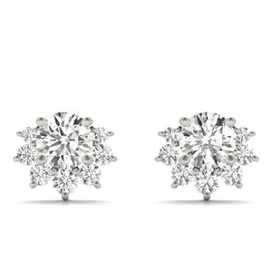 14K 0.7ct Natural Diamond Cluster Stud Earrings