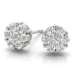 14K 0.5ct Lab Grown Diamond Round Cut Cluster Stud Earrings