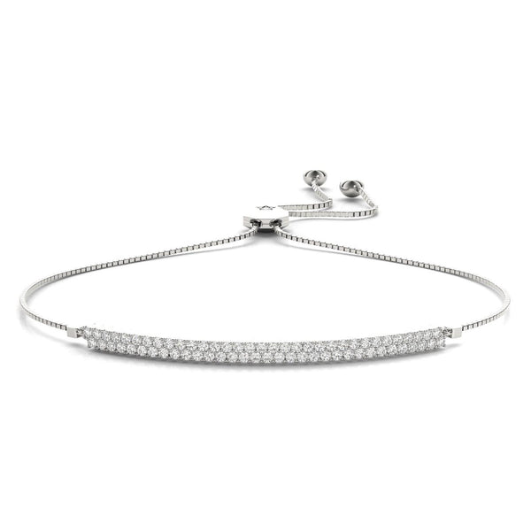 18K Solid Gold 0.50 Ct Natural Diamond Adjustable Two-Row Bar Bracelet