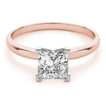14K 1ct Natural Diamond Princess Cut Solitaire Engagement Ring