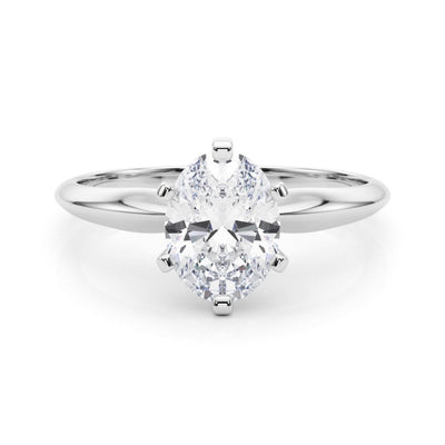 18K Solid Gold 1 CT Oval -Cut Natural Diamond Solitaire Engagement Ring
