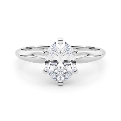 14K 1ct Natural Diamond Oval Cut Solitaire Engagement Ring