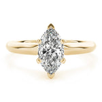 18K Solid Gold 1 CT Marquise-Cut Natural Diamond Solitaire Engagement Ring - Close Up
