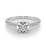 18K Solid Gold 1.33CT Round-Cut Natural Diamond Cathedral Engagement Ring