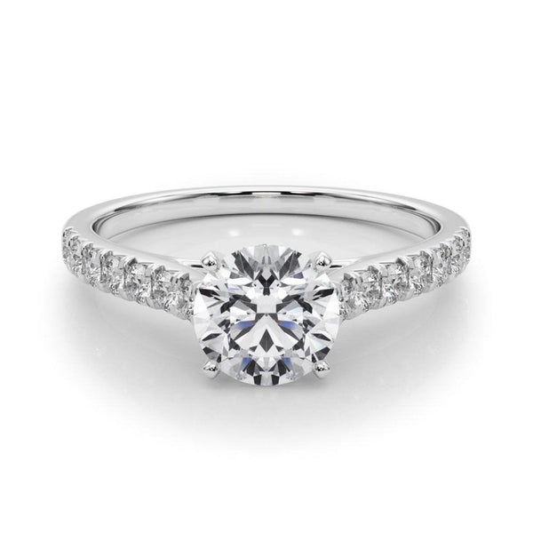 14K 1.33ct Lab Grown Diamond Round Cut Cathedral Engagement Ring