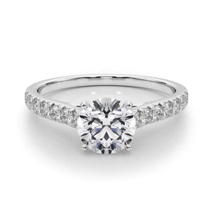 18K Solid Gold 1.33CT Round-Cut Natural Diamond Cathedral Engagement Ring