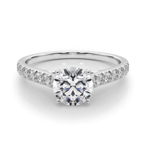 14K 1.5ct Natural Diamond Round Cut Cathedral Engagement Ring