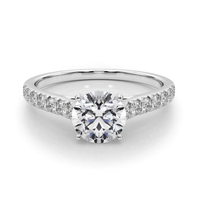 14K 1.5ct Natural Diamond Round Cut Cathedral Engagement Ring