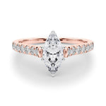 18K Solid Gold 1.33CT Marquise-Cut Lab Grown Diamond Cathedral Engagement Ring - Side View | Riyanika Jewels