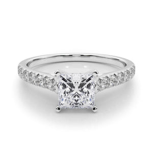 18K Solid Gold 1CT Natural Diamond Cathedral Engagement Ring