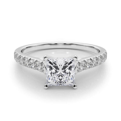 18K Solid Gold 1CT Natural Diamond Cathedral Engagement Ring