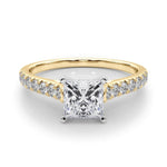 14K 1.33ct Lab Grown Diamond Princess Cut Cathedral Engagement Ring