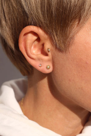 14K Solid Gold Lab Grown Diamond Flower Stud Earrings | Dainty Floral Design