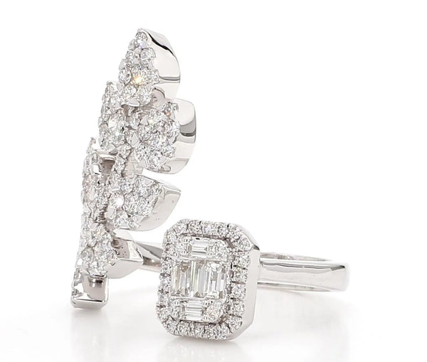 18K Solid Gold Baguette Lab Grown Diamond 1.40 Carat Cocktail Ring - Side View | Riyanika Jewels