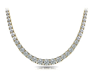 18K Solid Gold Natural Diamond Graduated Tennis Necklace