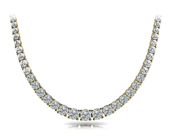 14K Solid Gold Lab Grown Diamond Graduated Tennis Necklace