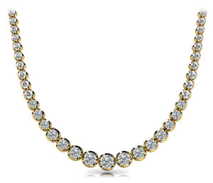 18K Solid Gold 5.00 CTW Natural Diamond Graduated Tennis Necklace